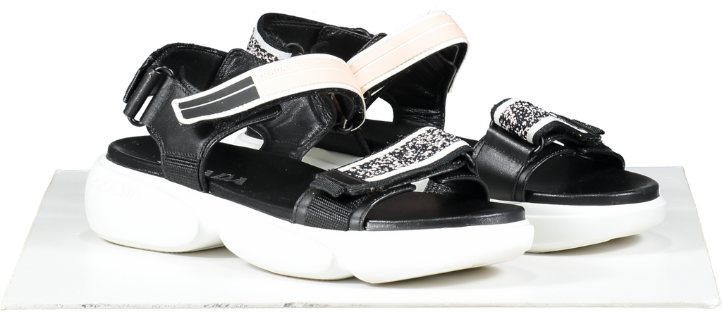 Prada Black Cloudbust Velcro Logo Sandals UK 6 EU 39 👠