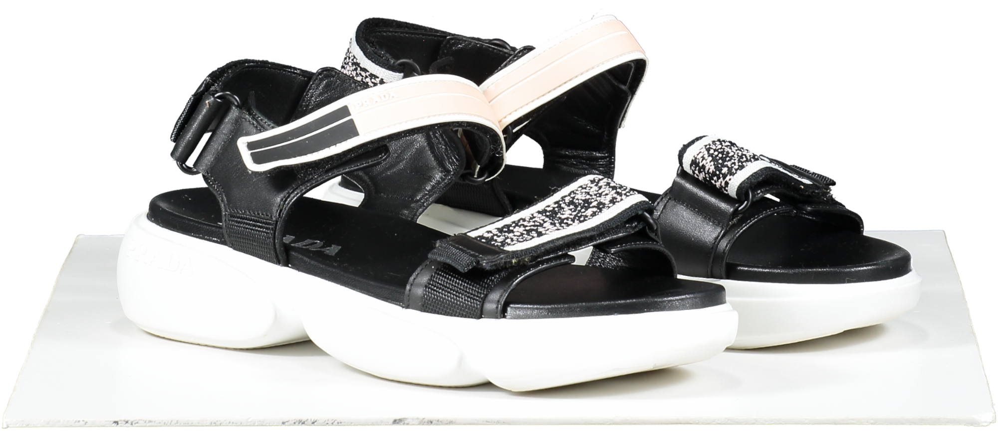 Prada Black Cloudbust Velcro Logo Sandals UK 6 EU 39 👠