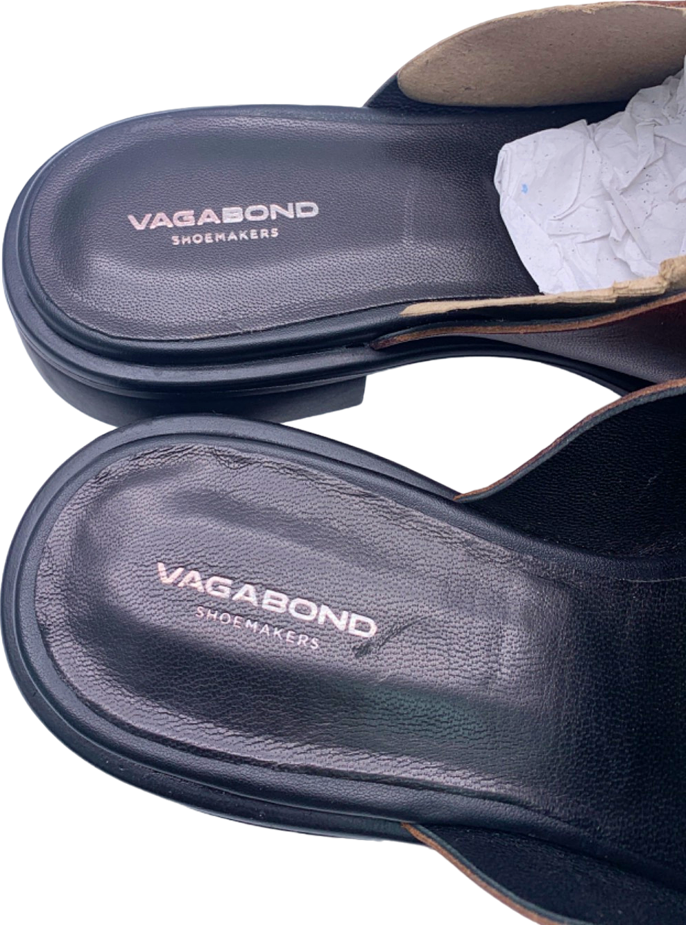 Vagabond Luxury Brown Leather Woven Mules UK 7