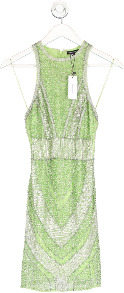 Karen Millen Green Premium Beading And Embellished Mini Dress BNWT UK 6