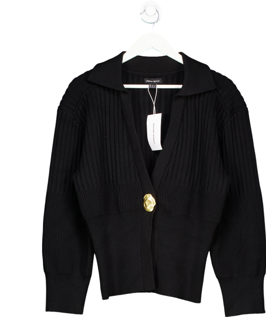 Urban Revivo Black V-neck Knitted Cardigan UK S