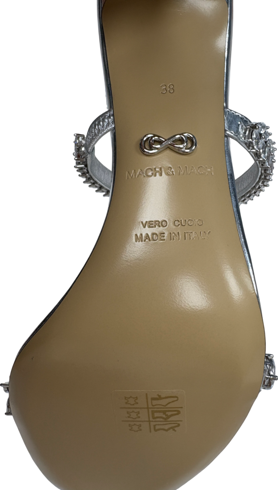 Mach & Mach Metallic Lotus Flower Jewelled Leather Sandal Heels UK 5 EU 38 👠