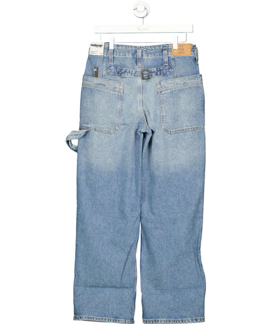 Free People Blue Major Leagues Mid Rise Cuff Cropped Jeans W26