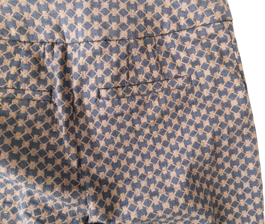 Phase Eight Brown  / Navy Geometric Jaquard Trousers UK 10