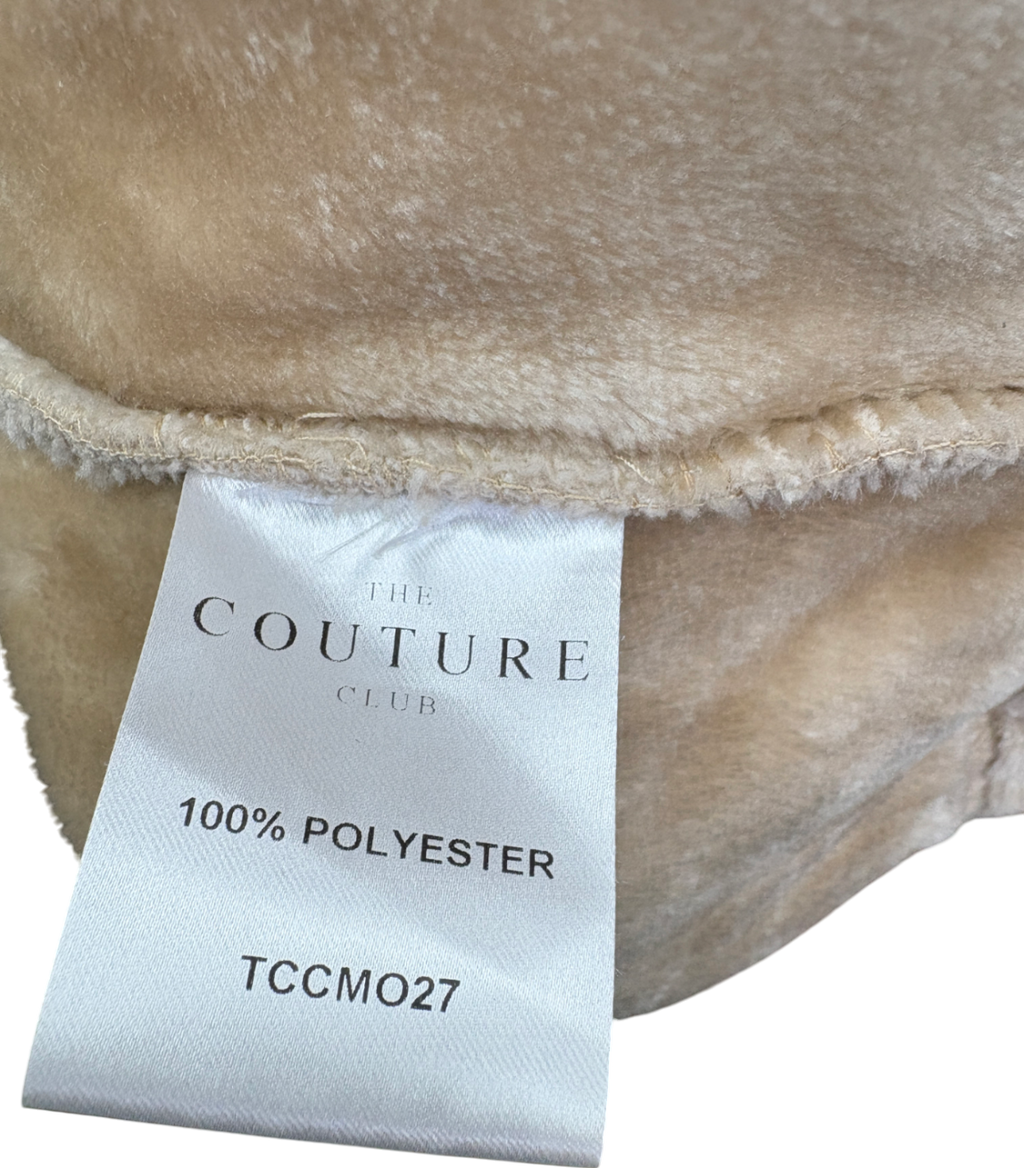 The Couture Club Cream Fur Applique logo Hooded Jacket UK M