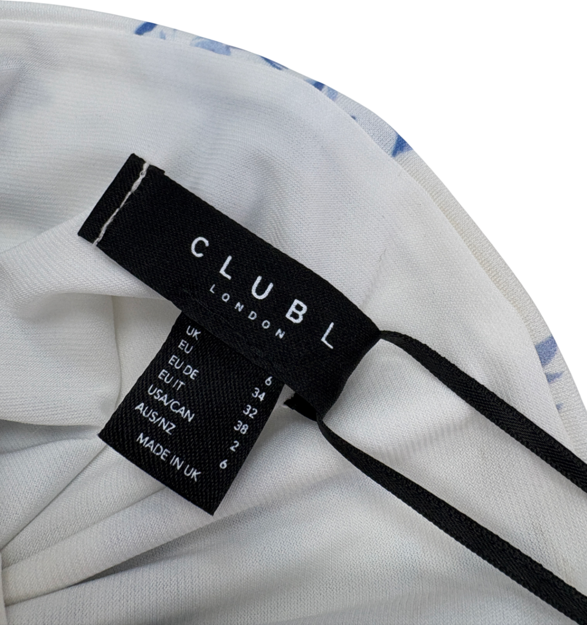 Club L White Callie Porcelain Print Bandeau Fishtail Maxi Dress UK 6