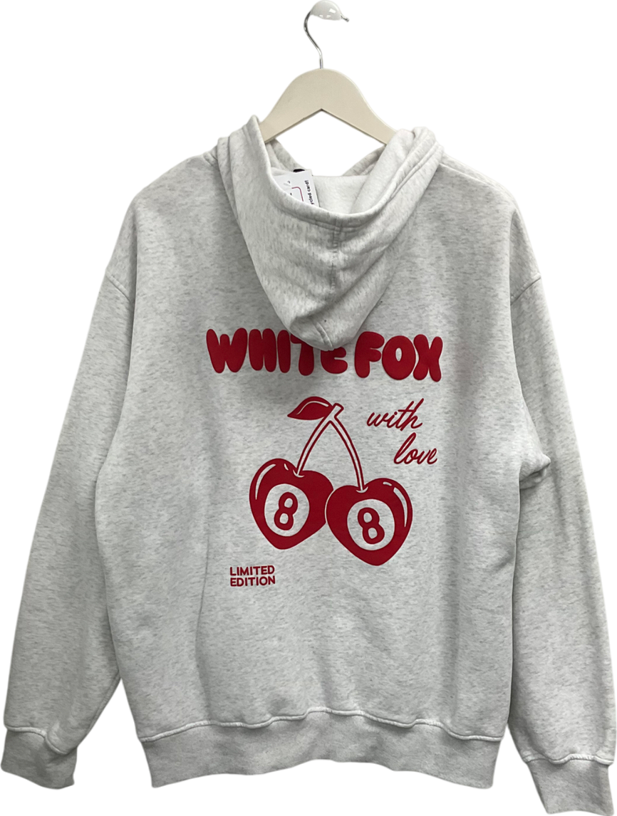 White Fox White With Love In The Moment Oversized Hoodie UK L/XL