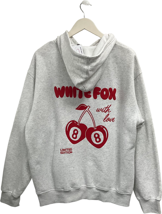 White Fox White With Love In The Moment Oversized Hoodie UK L/XL