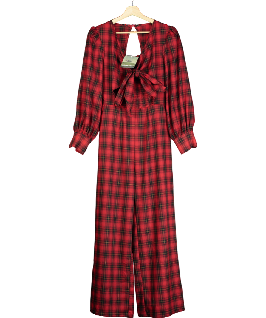 Somerset by Alice Temperley Red Check Tie Front Jumpsuit UK 14