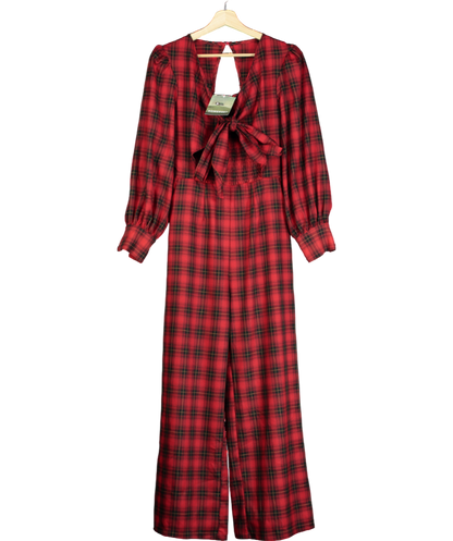 Somerset by Alice Temperley Red Check Tie Front Jumpsuit UK 14