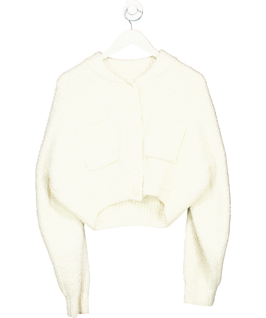 House of CB Salilah Cream Chenille Blend Bomber Jacket UK S