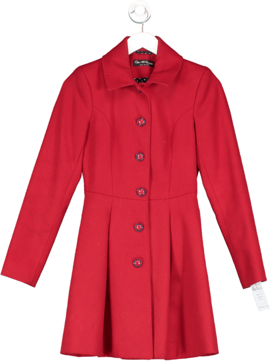 Miss Selfridge Red Button Up Coat UK 4