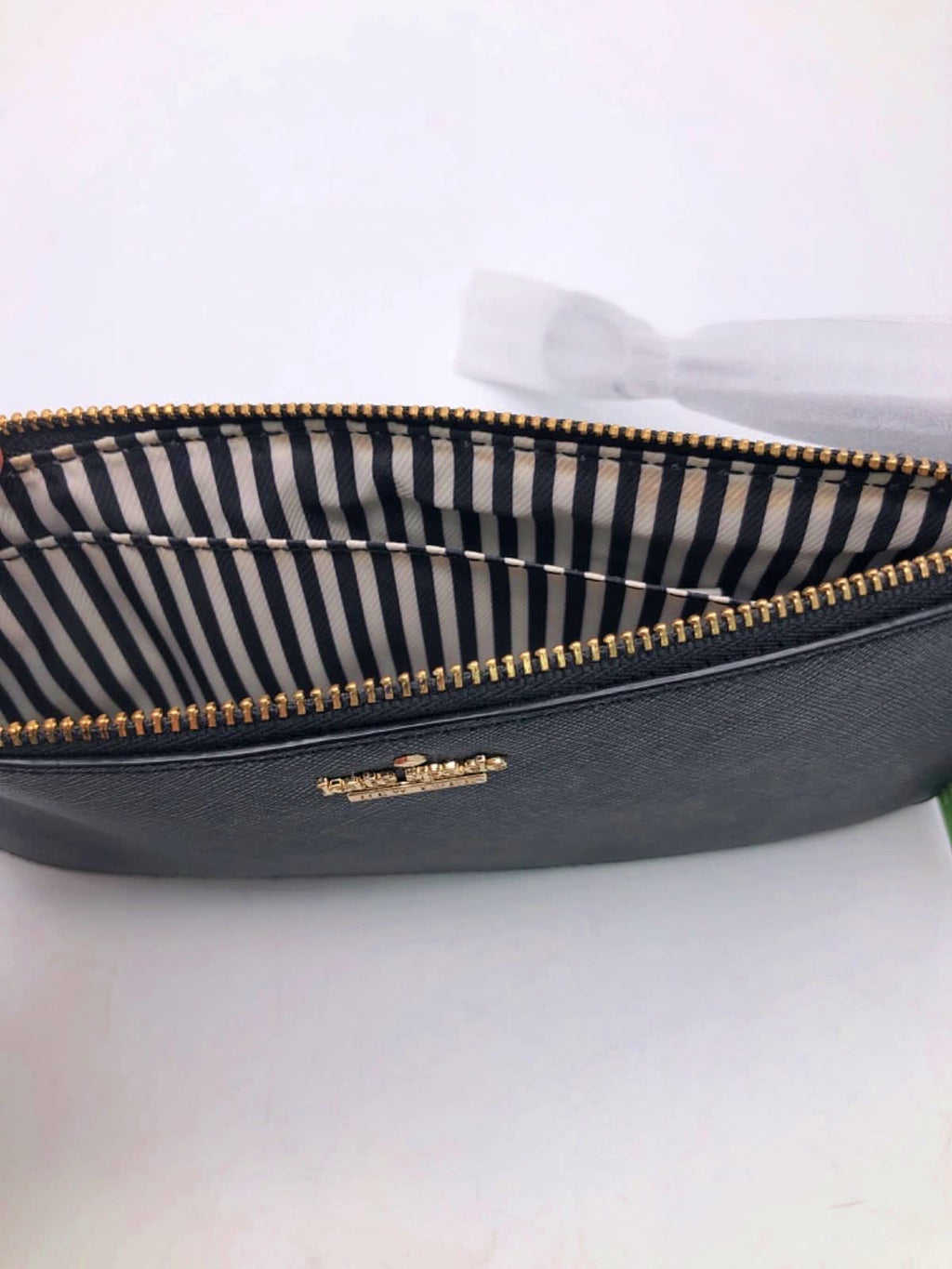 Kate Spade Black Leather Cameron Street Ariah Pouch bag with wrist strap