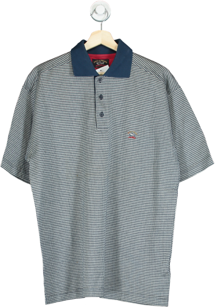 Paul & Shark Blue Checked Polo Shirt UK M