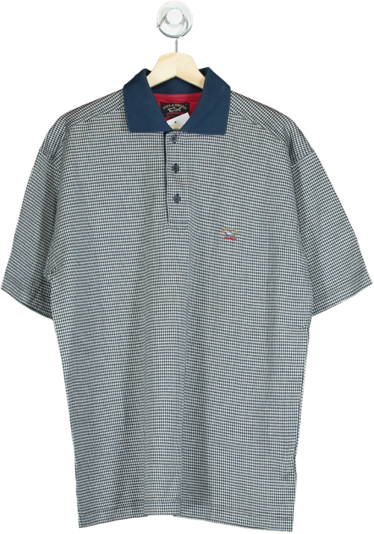 Paul & Shark Blue Checked Polo Shirt UK M