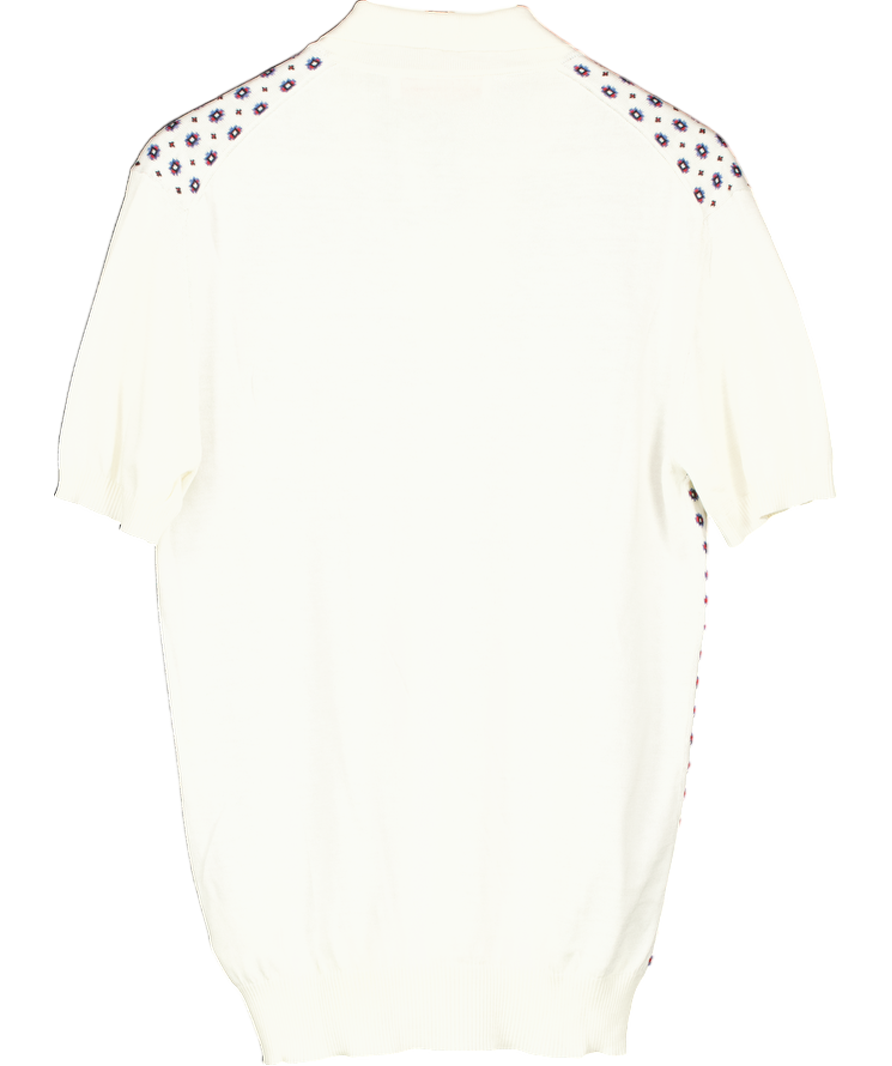 Orlebar Brown White Horton Cotton And Silk Blend Polo Shirt UK M