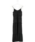 Oak + Fort Black Sheer Tie-front Midi Dress UK XS