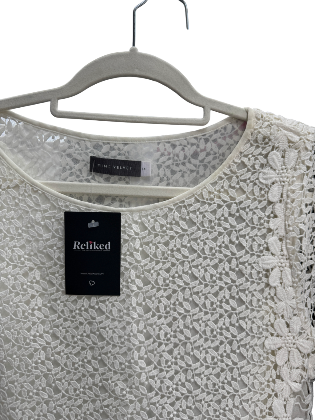 Mint Velvet Cream Double Layer Crochet Lace And Chiffon Blouse UK 14