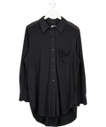 cos Black Oversized Longline Shirt UK M