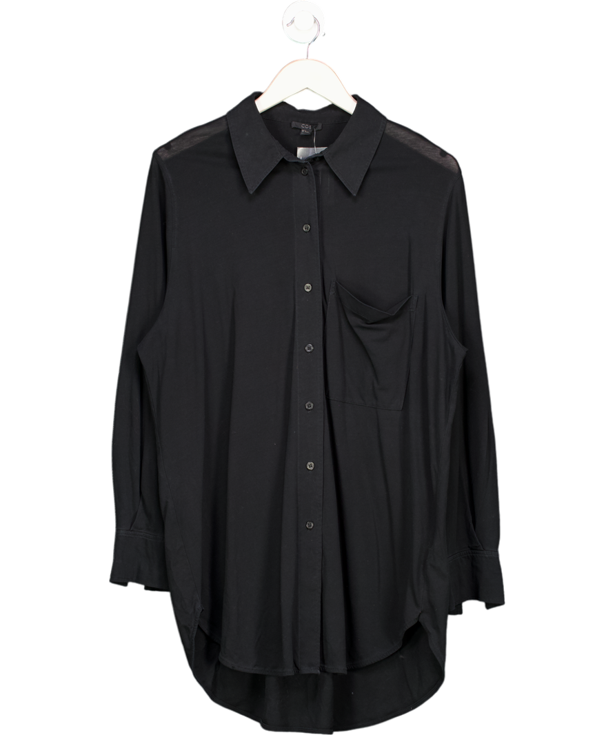 cos Black Oversized Longline Shirt UK M