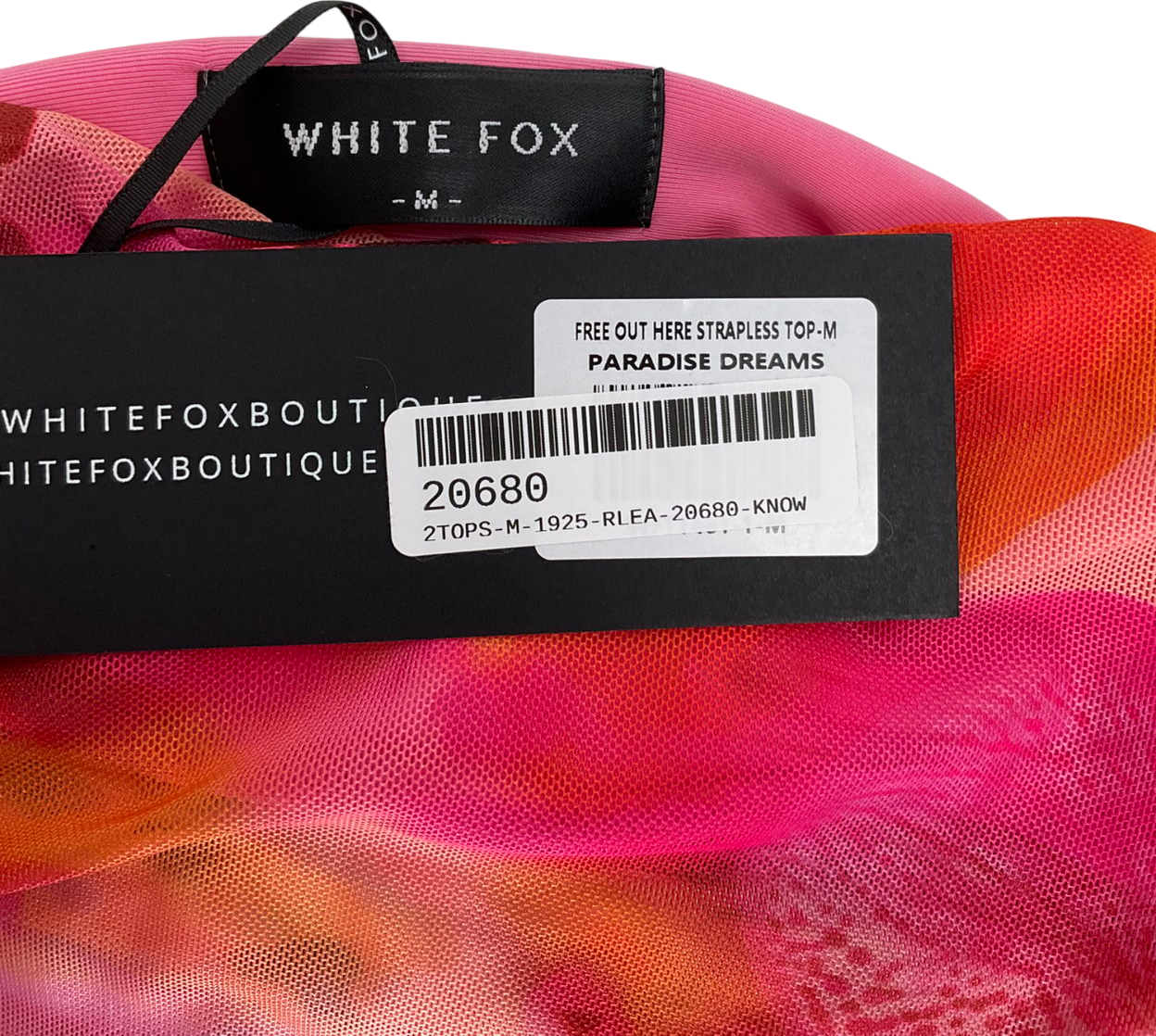 White Fox Pink Free Out Here Strapless UK M