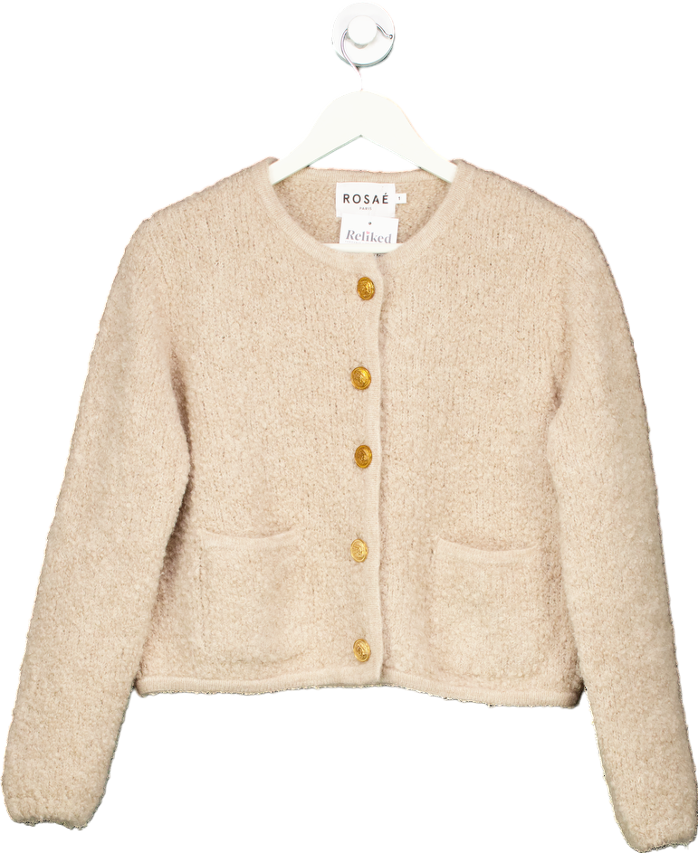 Rosaé Beige Bouclé Cardigan UK 10