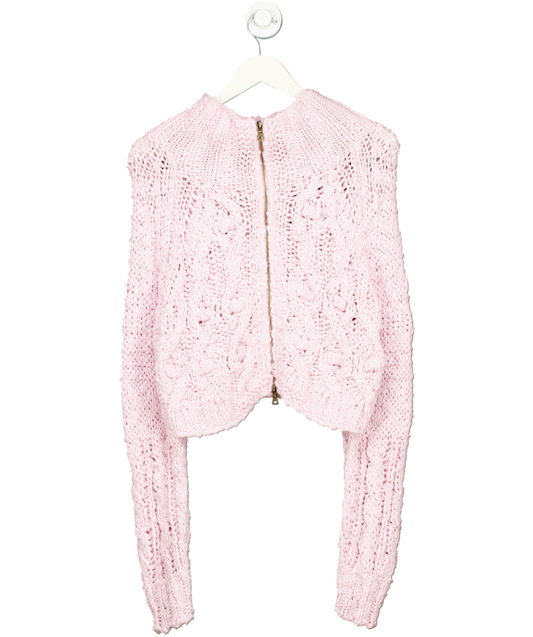 Free People Pink Knitted Zip Up UK XS