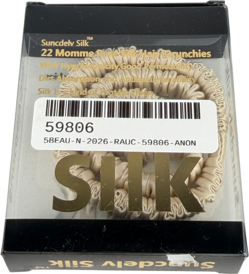Silk. Set of 2 Beige 22 Momme Pure Silk Hair Scrunchie One Size