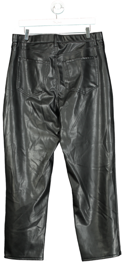 Abercrombie & Fitch Black The Ankle Straight Ultra High Rise Curve Love Vegan Leather Trousers UK 16