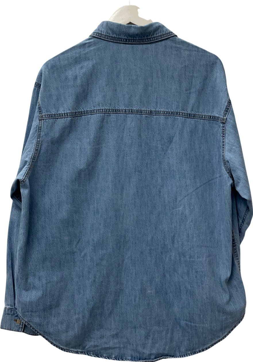 ASOS Minimal Denim Shirt In Lightwash Blue UK S