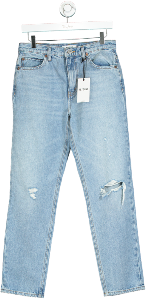 RE/DONE Blue 70s Straight Distressed Jeans W29