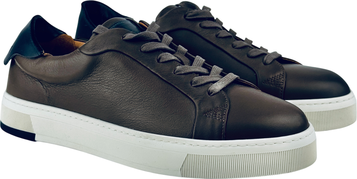 VYN SWITZERLAND Luxury Brown Italian Leather Classic Lace Up Trainers UK 10 EU 44 👞