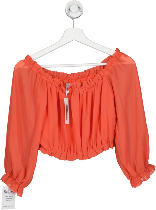 In The Style Orange Off The Shoulder Cropped Blouse UK 10