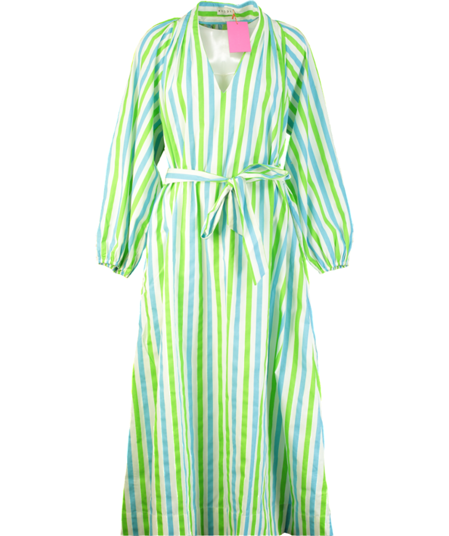 Rhode Resort Blue / Green Stripe Rio Maxi Dress UK M