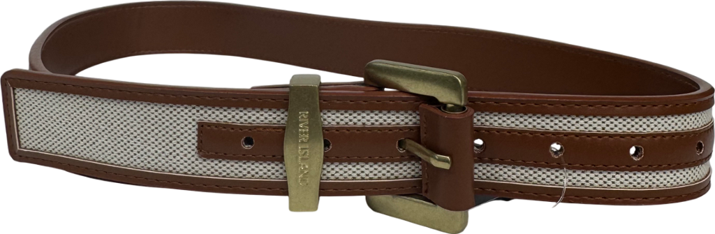 River Island Beige Faux Fur Detailed Belt UK S