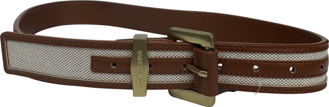 River Island Beige Faux Fur Detailed Belt UK S