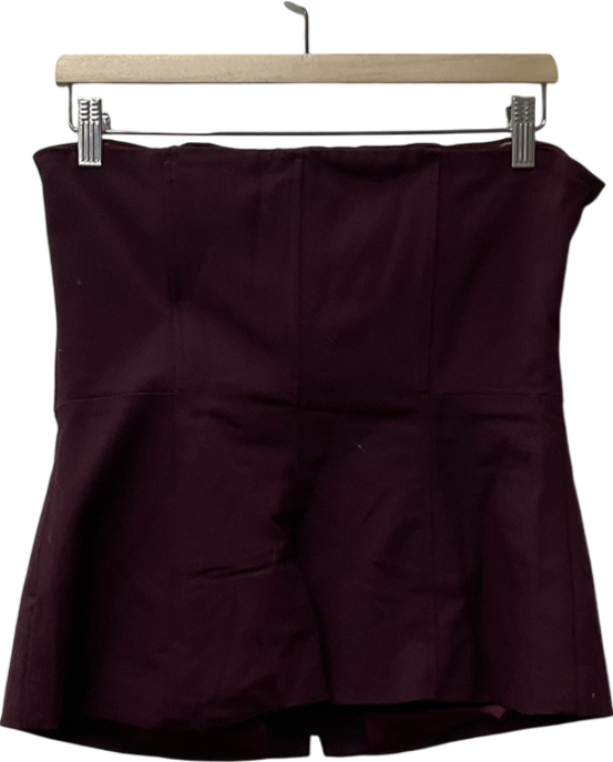 Club L Purple Burgundy Satin-blend Strapless Panelled Corset Top UK 14