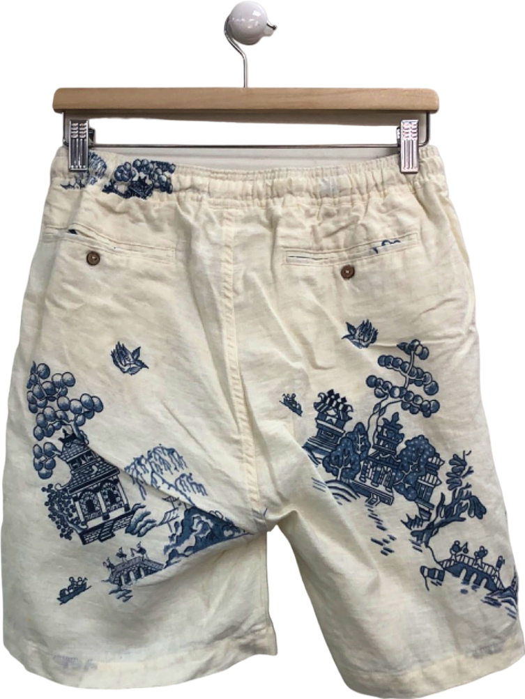 Percival White and Blue Linen Shorts UK 30