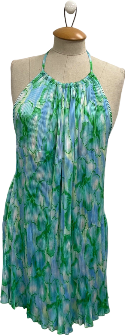 AsosBlue Green Halter Neck Pleated Dress UK XS