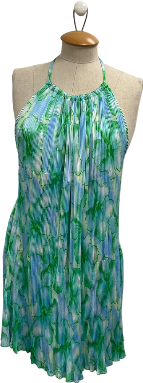 AsosBlue Green Halter Neck Pleated Dress UK XS