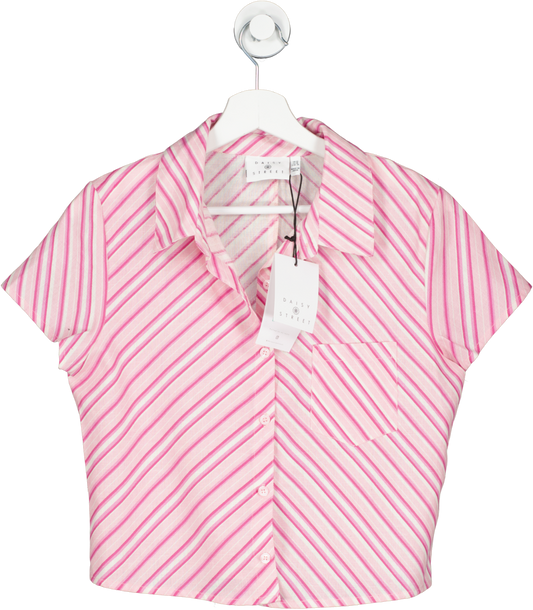 Daisy Street Chloe Davie Pink Stripe Fitted Shirt UK 10