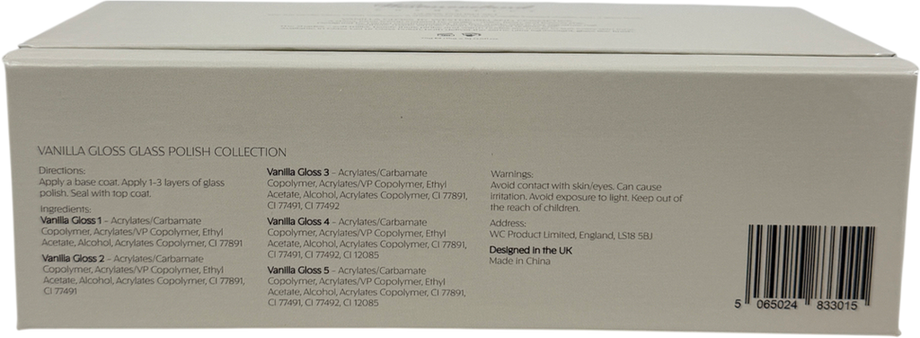 westmoreland Vanilla Gloss Collection: Glass Nail Polish Set - 5x15g