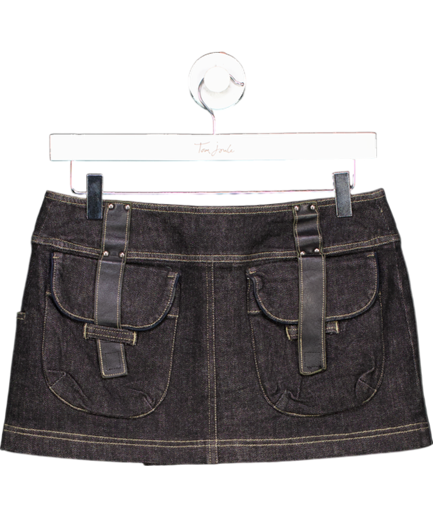 Planet Remix Black Denim Utility Mini Skirt UK S