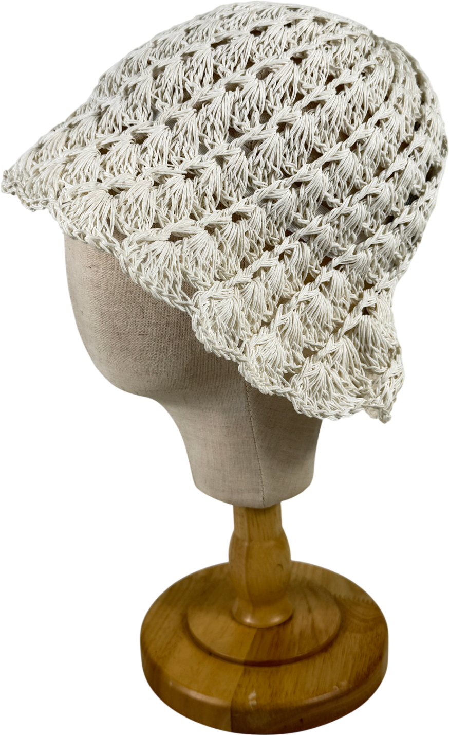MANGO Cream Crochet Bucket Hat One Size