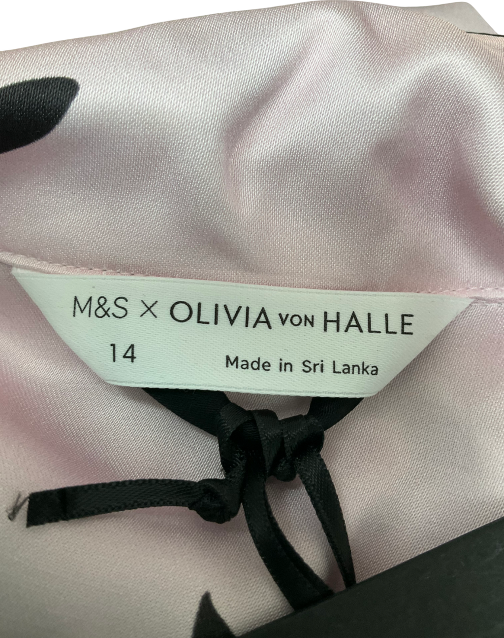 Olivia Von Halle x M&S Satin Cat Print Pyjama And Sleep Mask Set UK 14