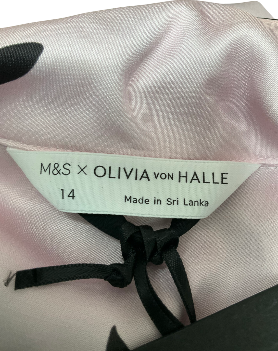 Olivia Von Halle x M&S Satin Cat Print Pyjama And Sleep Mask Set UK 14
