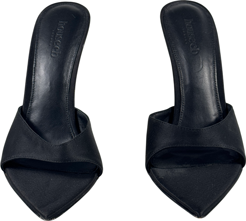 House of CB Bella Black Satin Pointed High Heel Mules UK 3 EU 36 👠