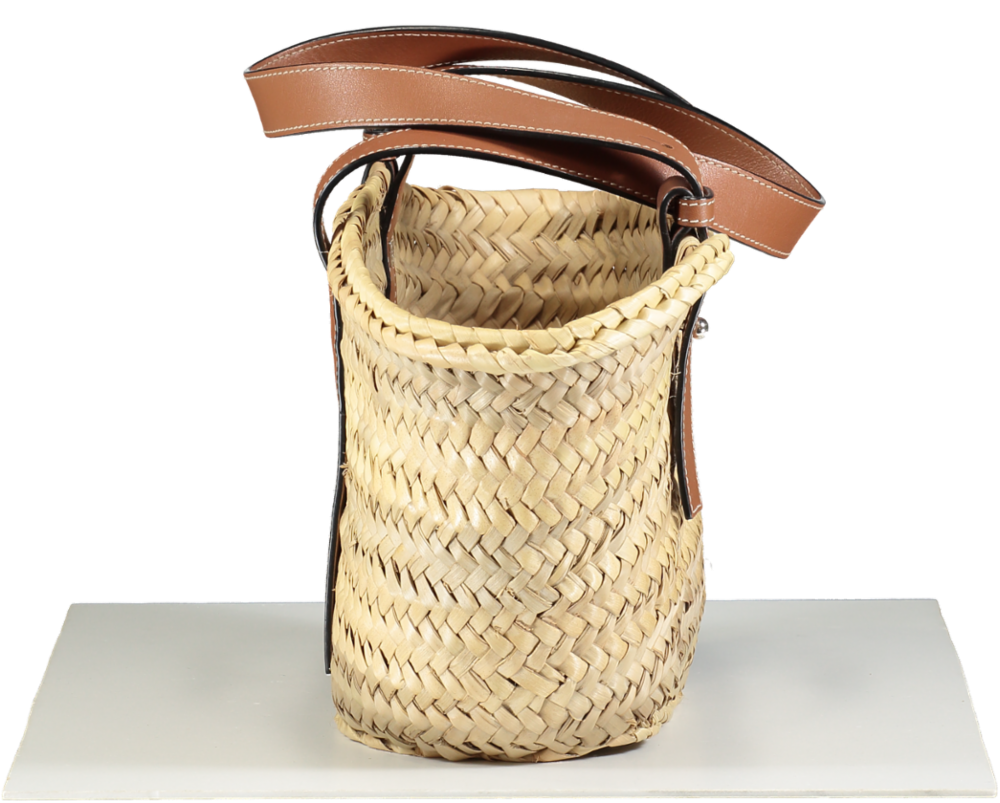 Loewe Beige Puzzle Woven Straw Basket Bag (small)