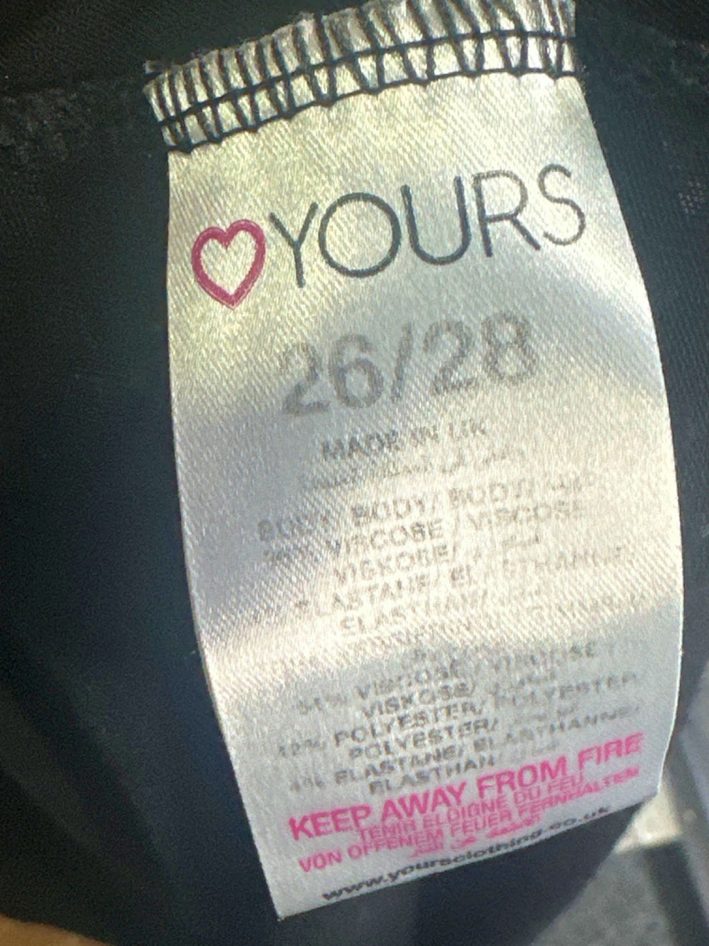 Yours Black and Grey Colour Block Dress UK 26-28