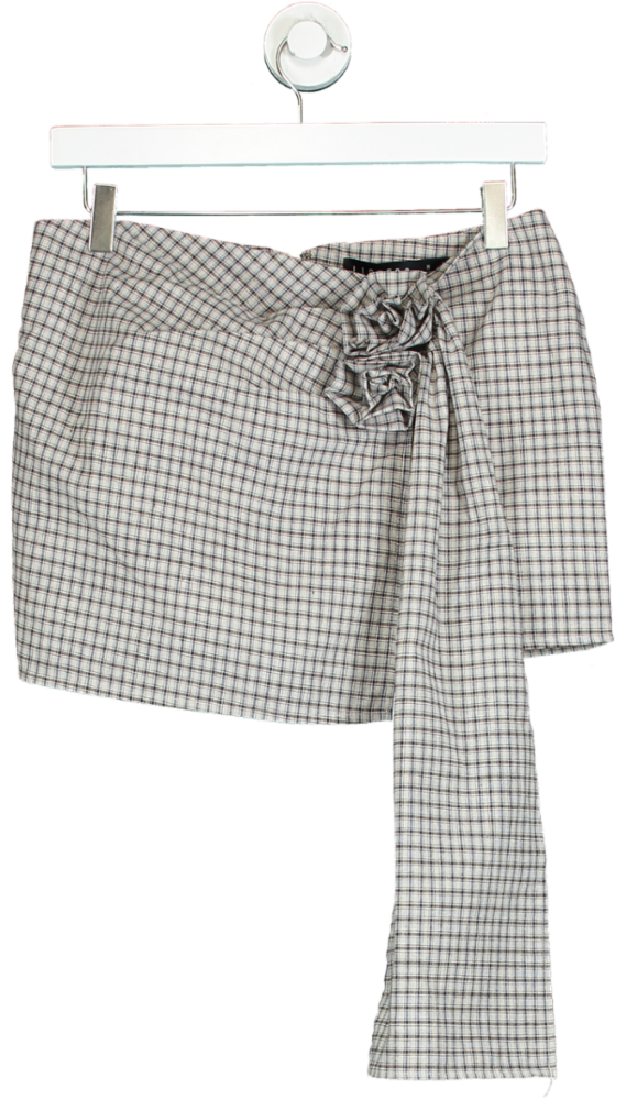 Lioness Beige Checkered Wrap Skirt UK S